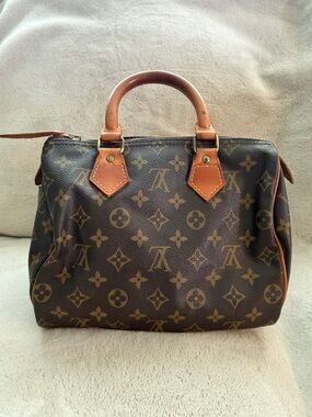 Louis Vuitton Monogram Speedy Handbag - Brown & Tan